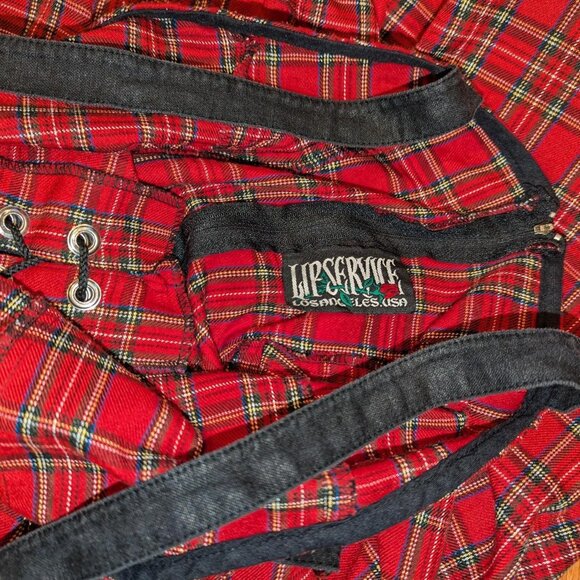 vintage Lip Service red & black tartan ball gown, size M - Picture 6 of 8